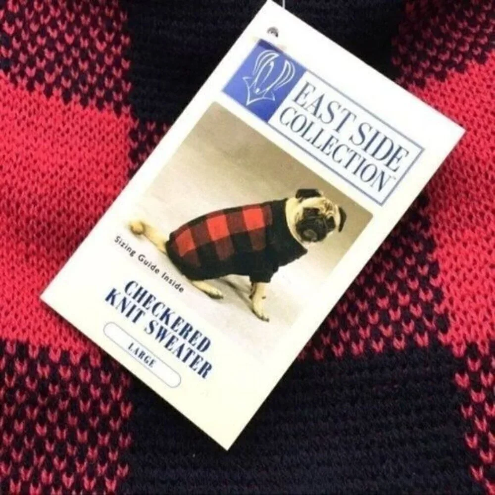 East Side Collection Checkered Knit Dog Sweater Large New